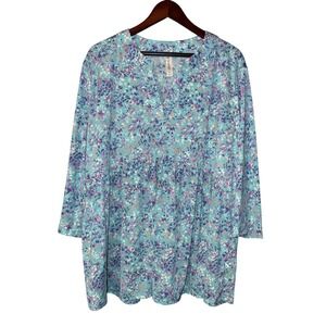 Dear Scarlett Blouse Top Womens 3X Dopamine Dress Peplum Beachy Easter Coastal